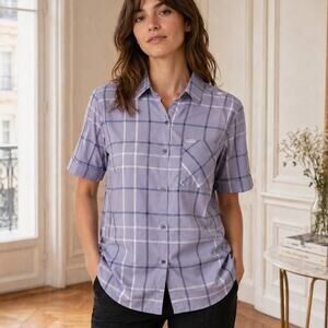Columbia Anytime Casual Stretch Shirt XS Gray Windowpane NWT
